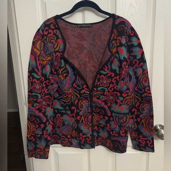 Peruvian Connection | Black Multicolor Paisley Cardigan Sz XL - Picture 1 of 8